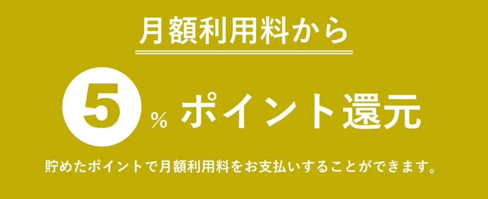 月額利用料の５％をポイント還元／カメラレント（CAMERA RENT）