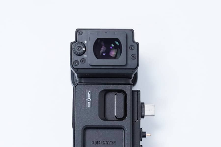 EVF-11の外観デザイン：アイカップを外すと視度調整可能